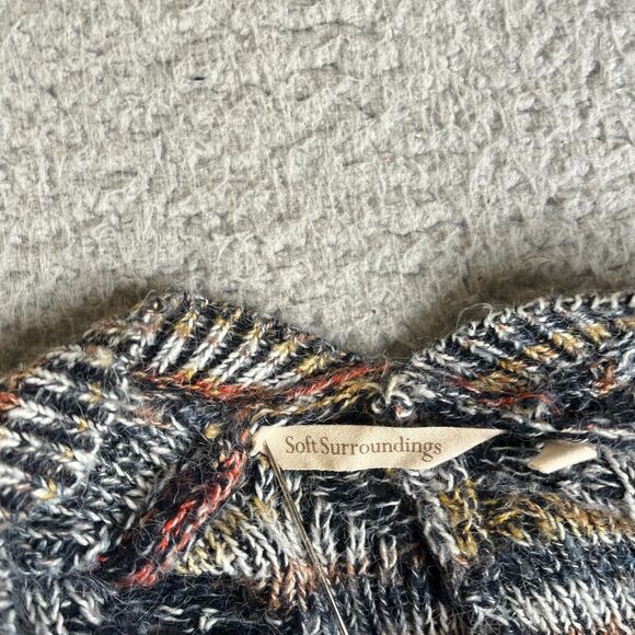 Soft Surrounding Cardigan Sweater Women PXL Gray Brown Wool Blend Open Front - Picture 5 of 12